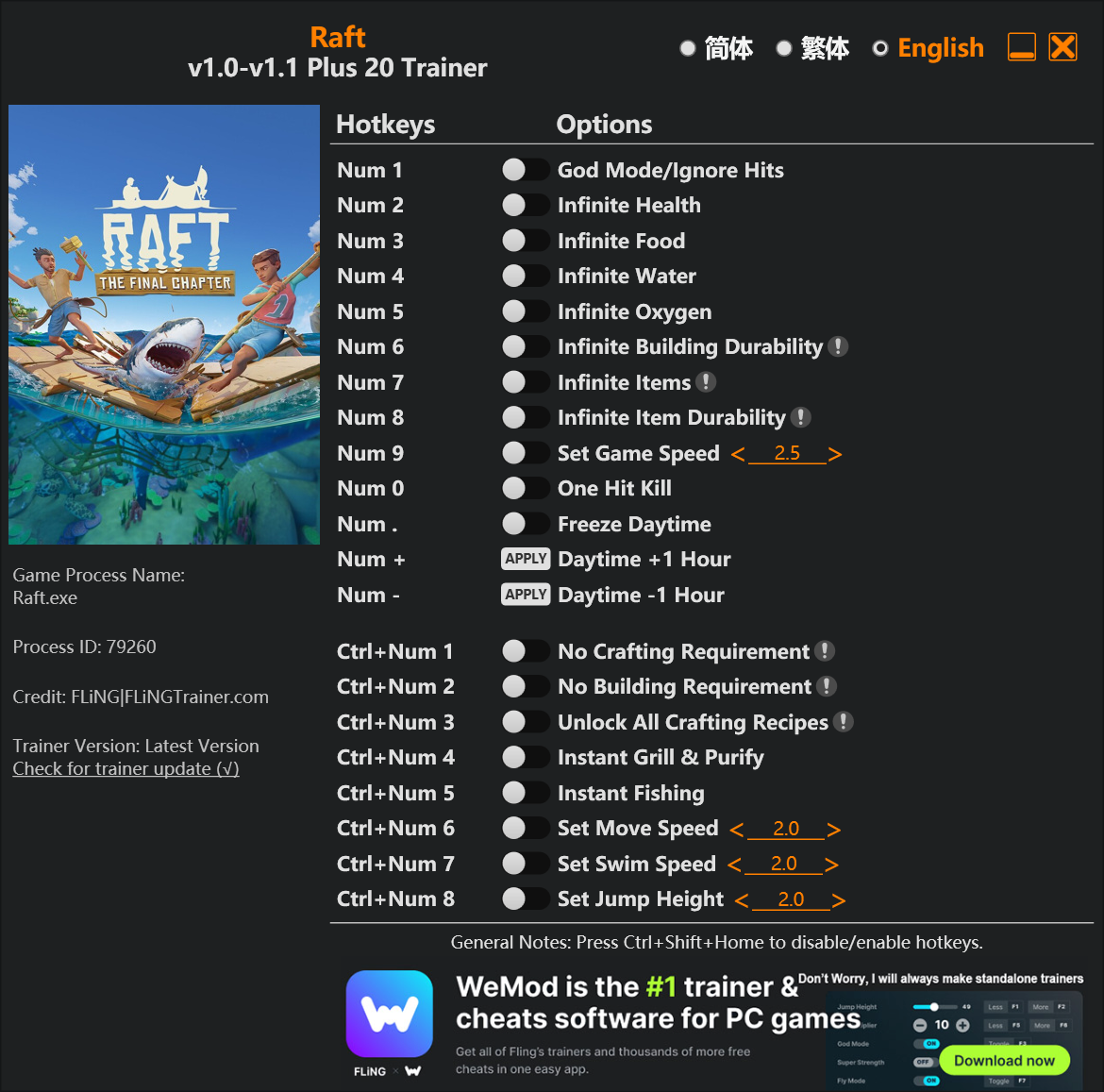 래프트 트레이너 +20 FLiNG [v1.0-v1.1+] 다운로드 - 1