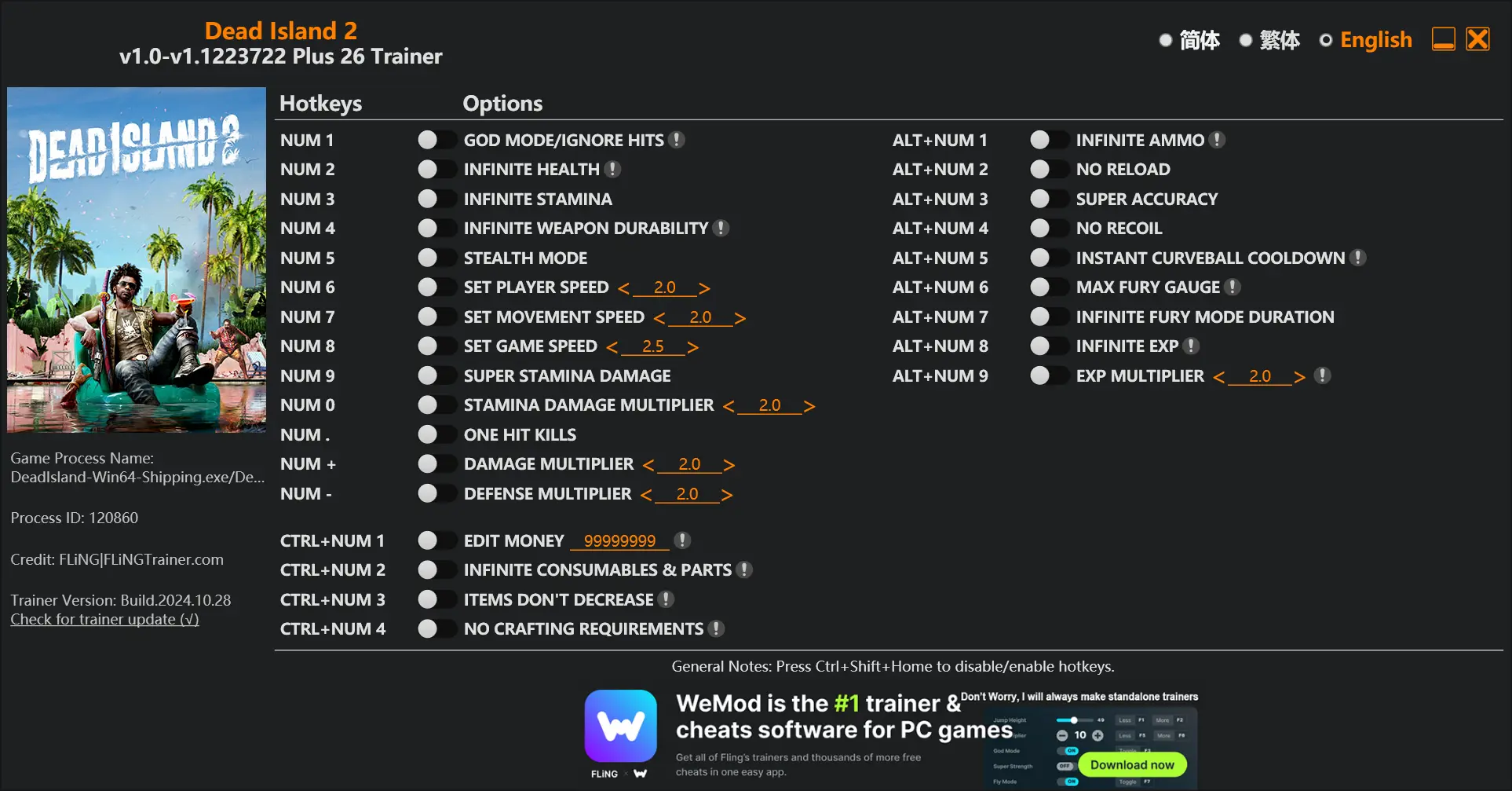 데드 아일랜드 2 트레이너 +26 FLiNG [v1.0-v1.1223722+] 다운로드 - 1