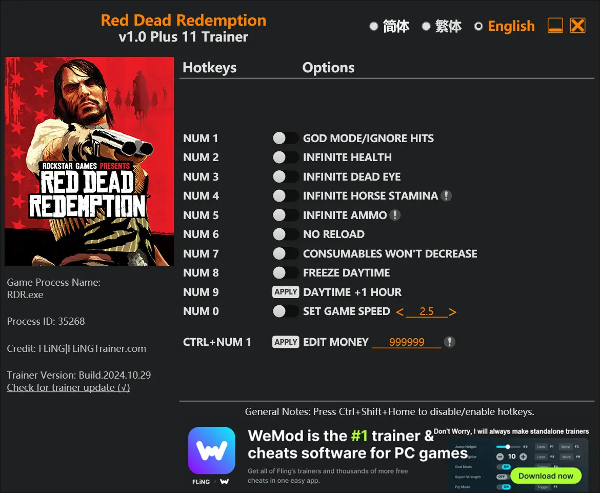 레드 데드 리뎀션 트레이너 +11 FLiNG [v1.0+] 다운로드 - 1
