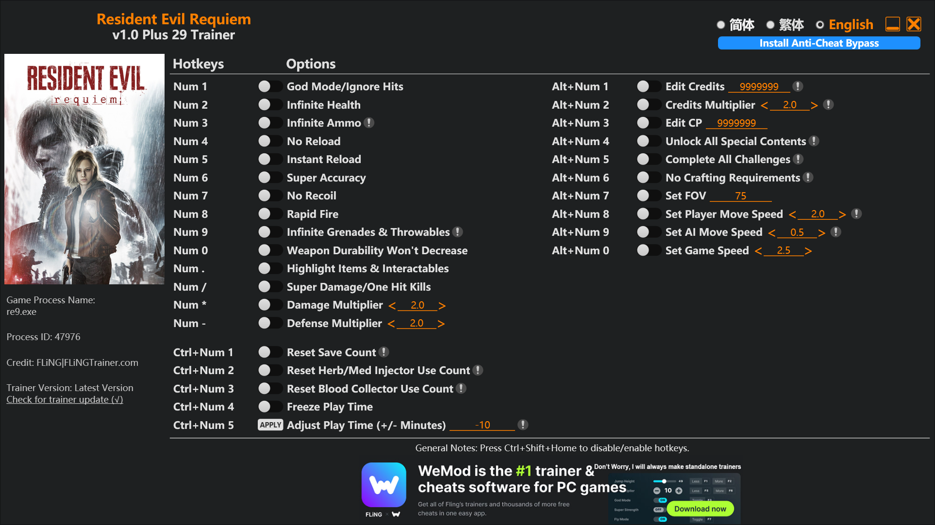 바이오하자드 레퀴엠 트레이너 +29 FLiNG [v1.0+] 다운로드 - 1
